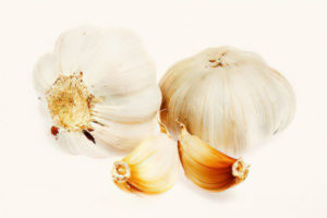A group of garlic on a table