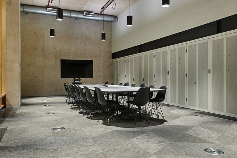 A bench in front of a building