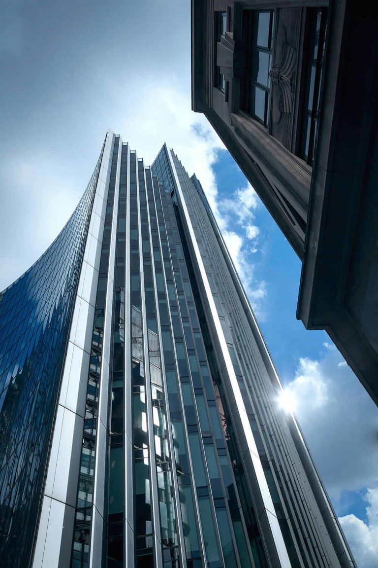 A view of a tall building