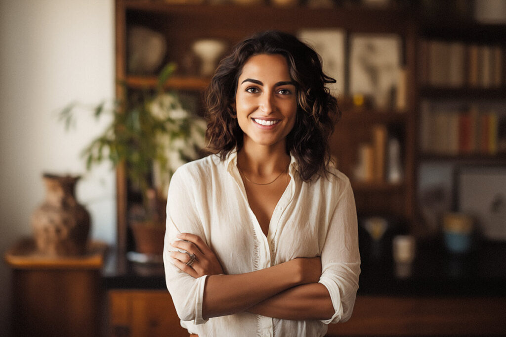 A woman smiling for the camera