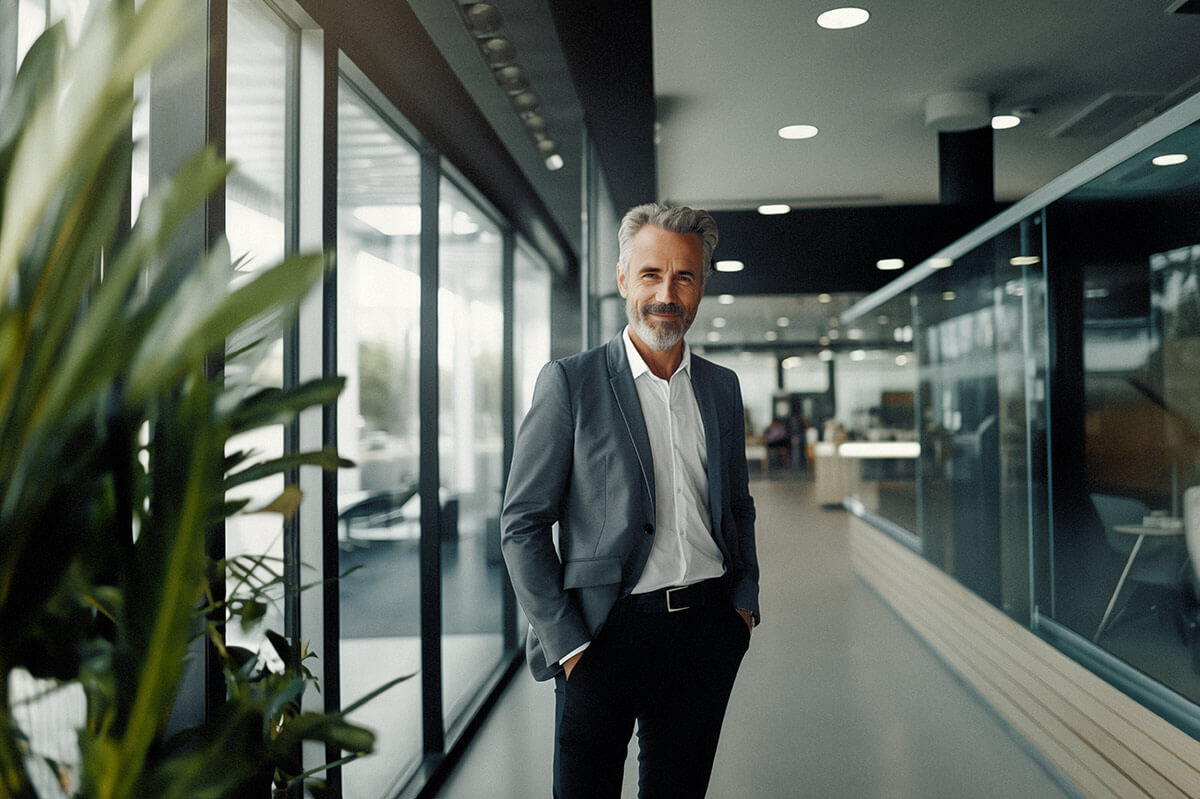 A person standing posing for the camera