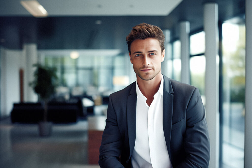 A man wearing a suit and tie