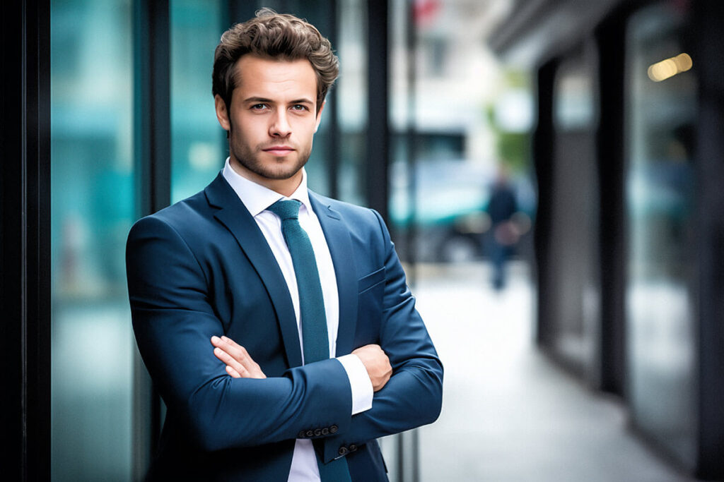 A man wearing a suit and tie