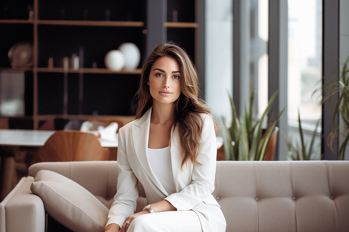 A woman sitting on a chair