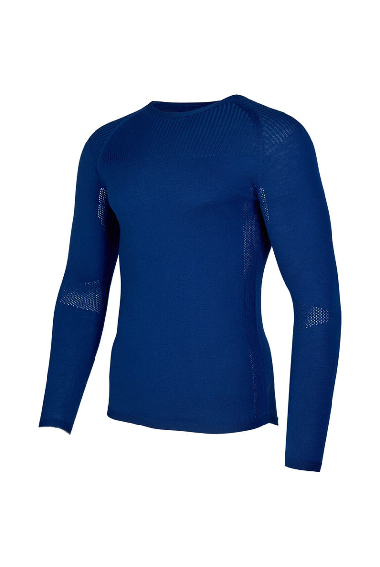 A person in a blue shirt