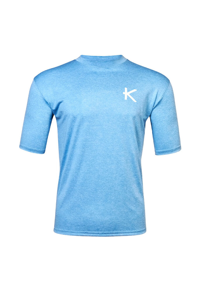 A person wearing a blue shirt