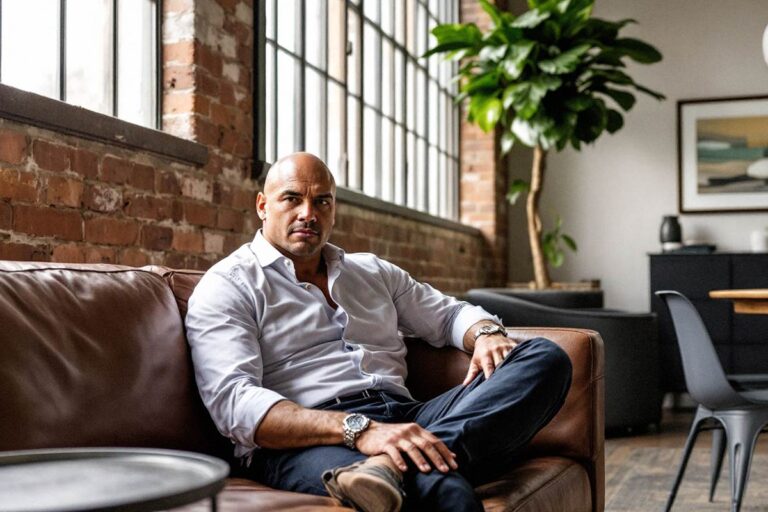 A man sitting at a table using a laptop