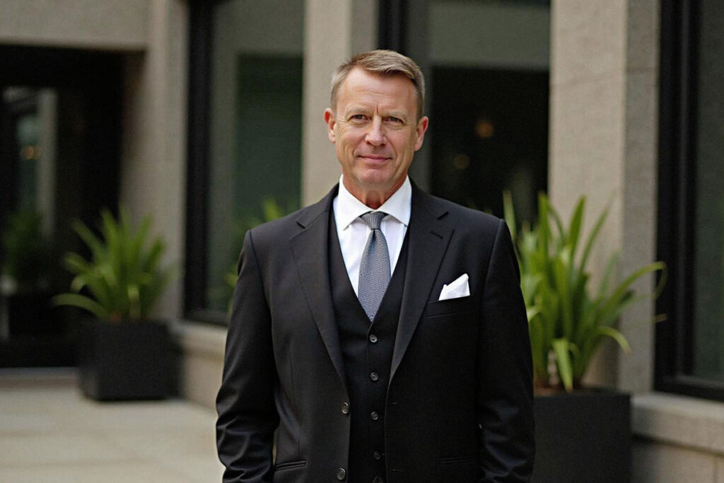 A man wearing a suit and tie