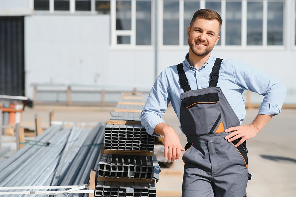 A man standing in front of a building