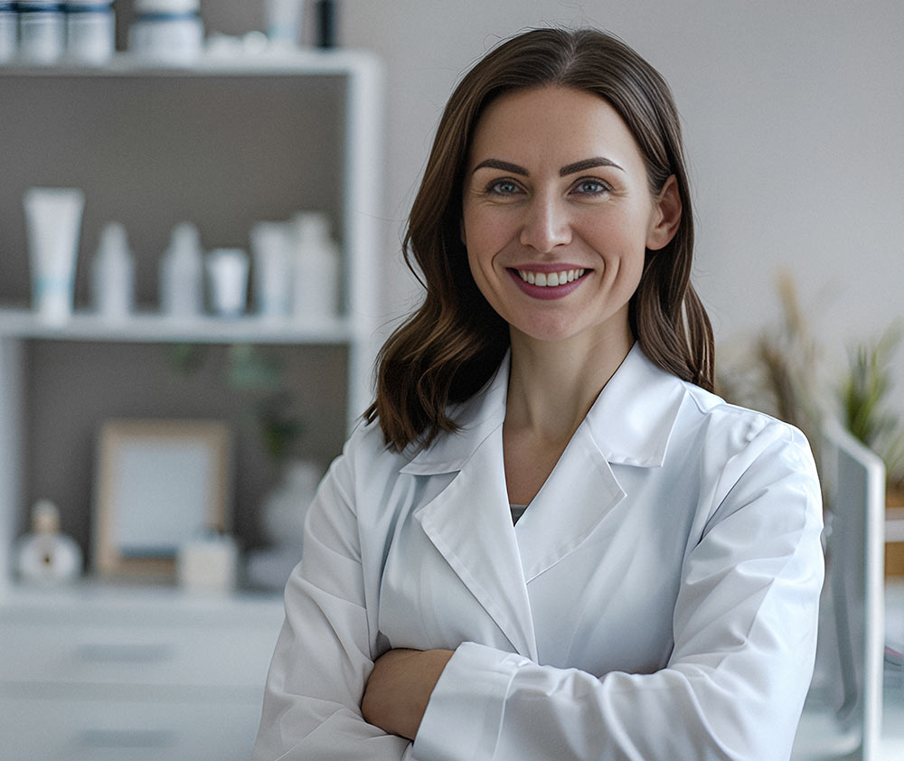 A woman wearing a white shirt