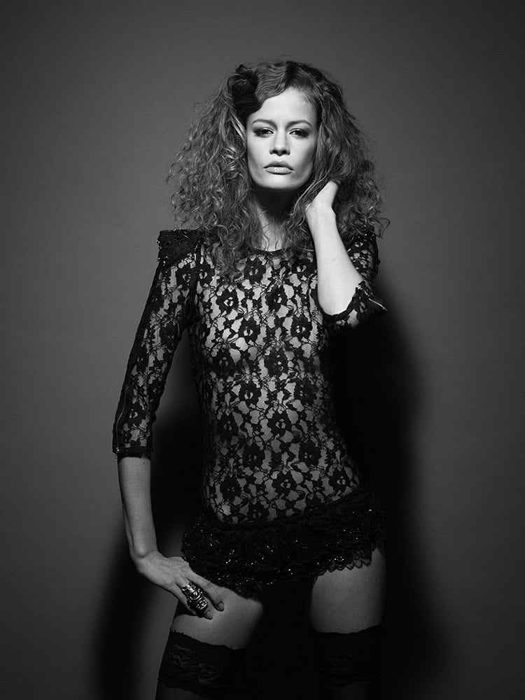 A woman wearing a dress