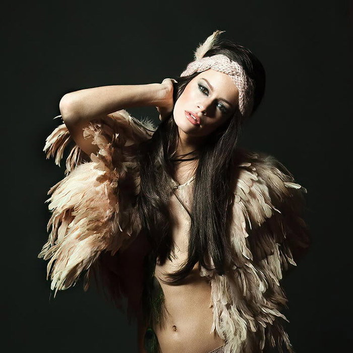 A woman wearing a costume