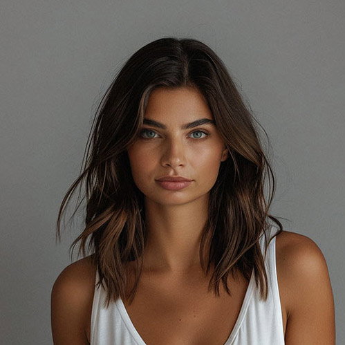 A woman wearing a white shirt