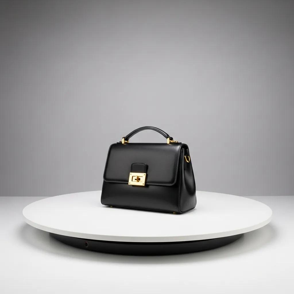 360-degree product photography of a stylish handbag showcasing its details and textures