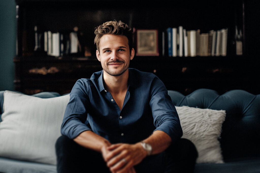 A person sitting on a couch