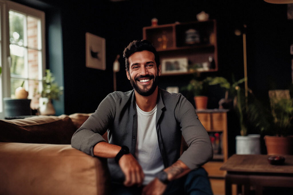A man sitting on a table