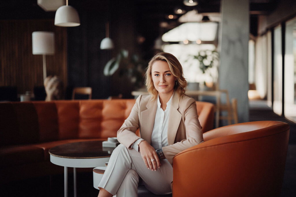 A woman sitting on a chair