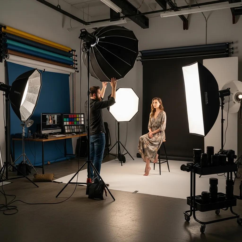 An advanced studio workshop demonstrating professional lighting setups