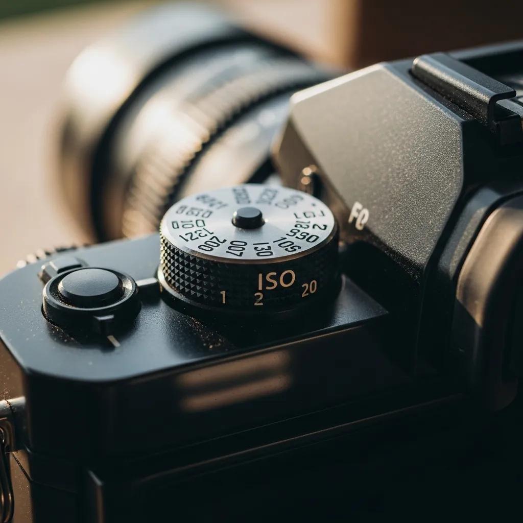 Close-up of a camera dial showing the ISO control to highlight exposure concepts