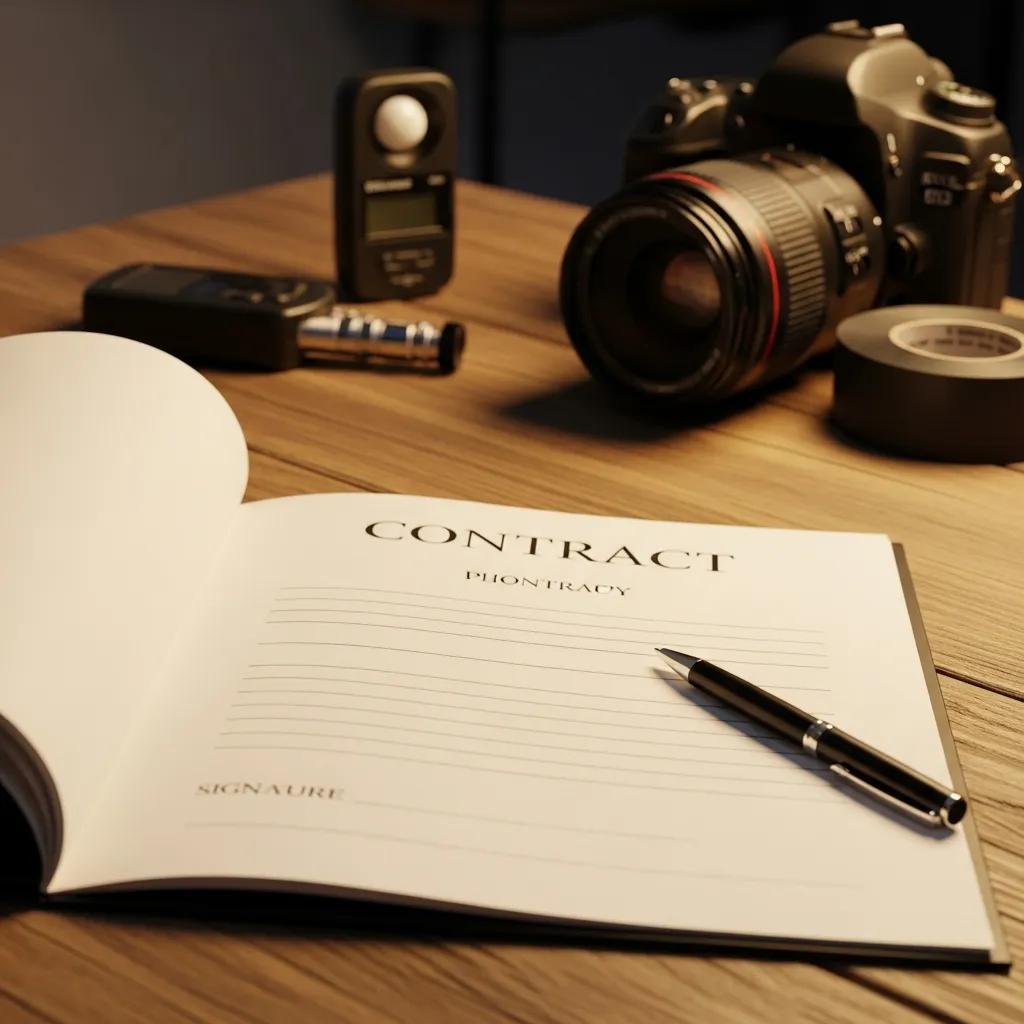 A close-up of a signed photography agreement on a desk, emphasising the role of clear contracts