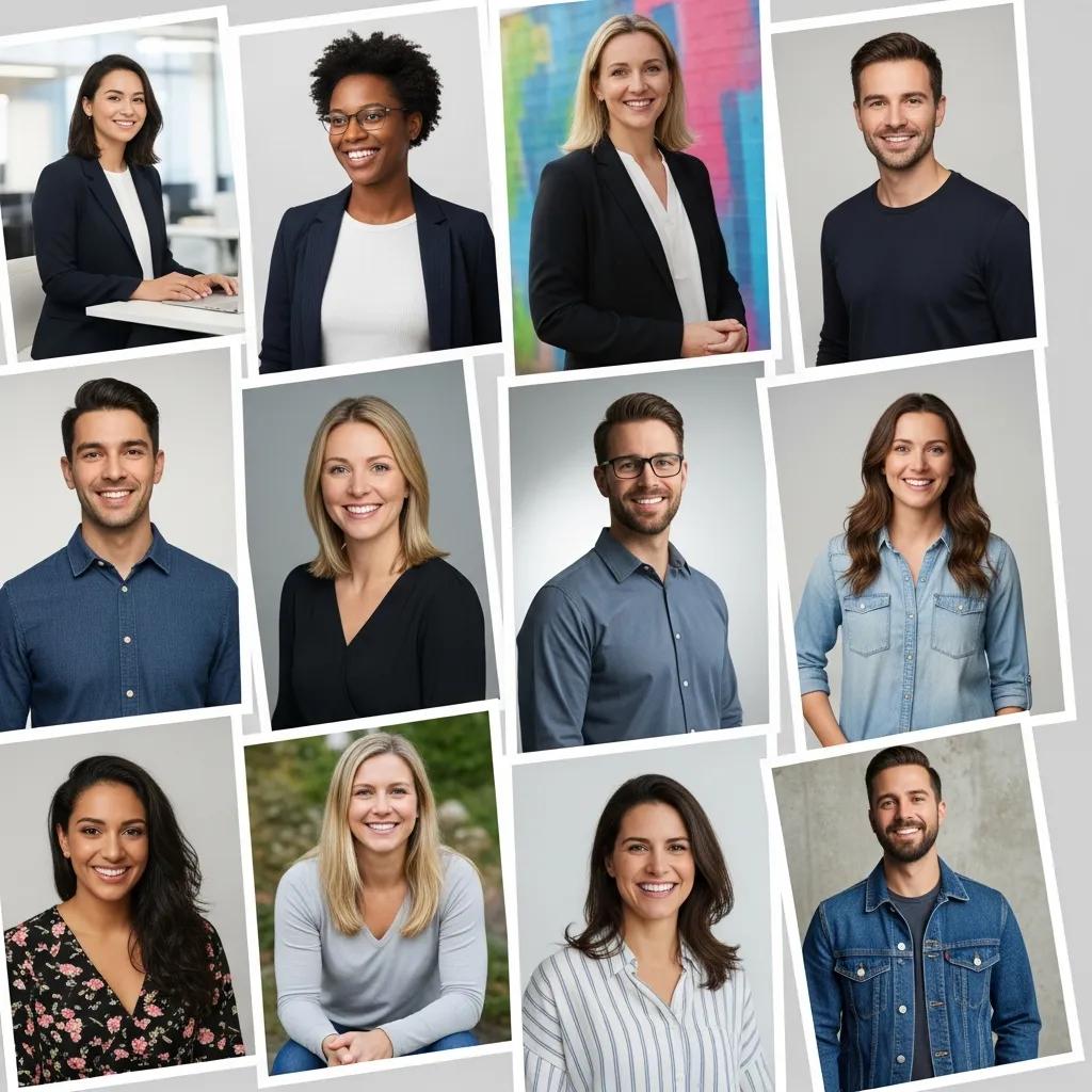 Collage of contemporary headshot styles reflecting 2026 trends