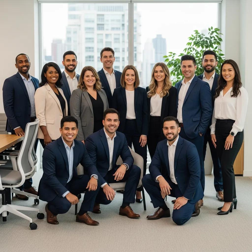 Corporate team session in a modern office, showing professionalism and teamwork