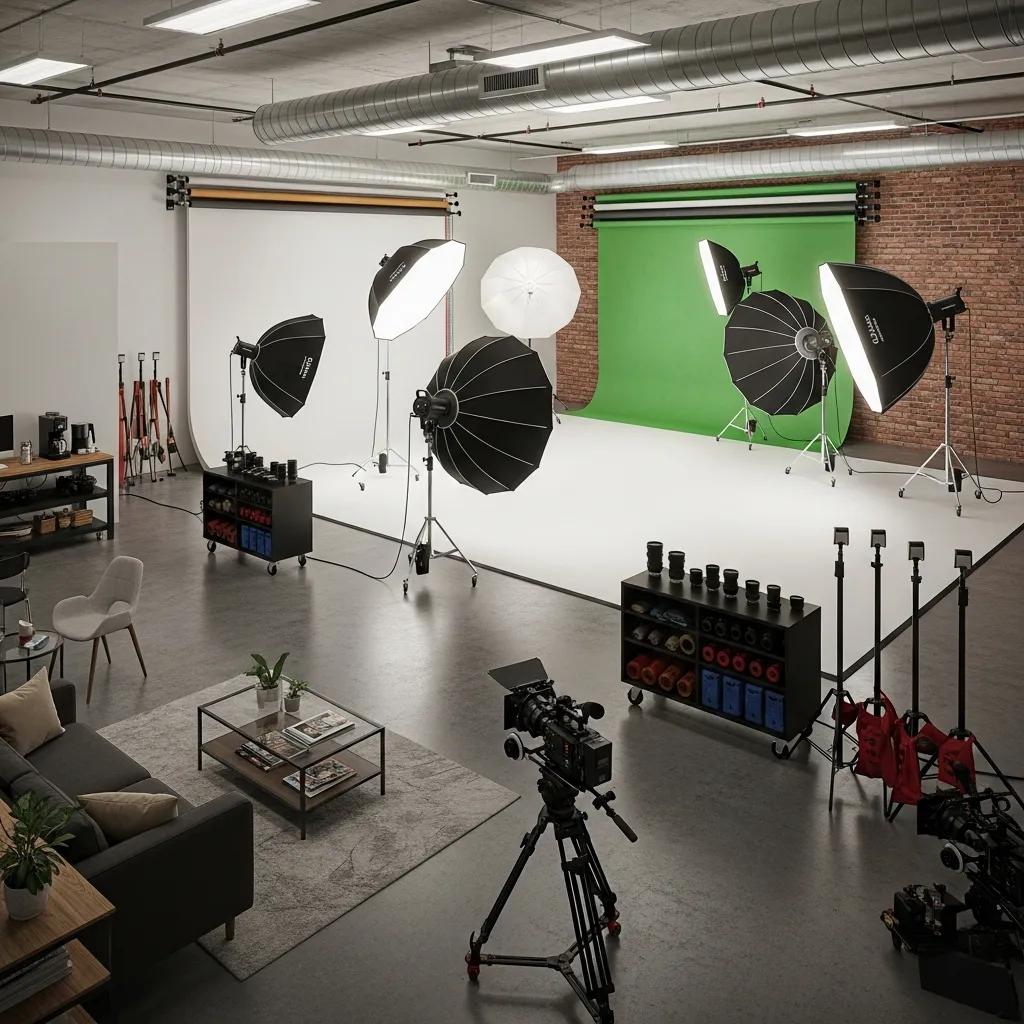 EyeMedia Studios interior showing professional lighting and versatile backdrops