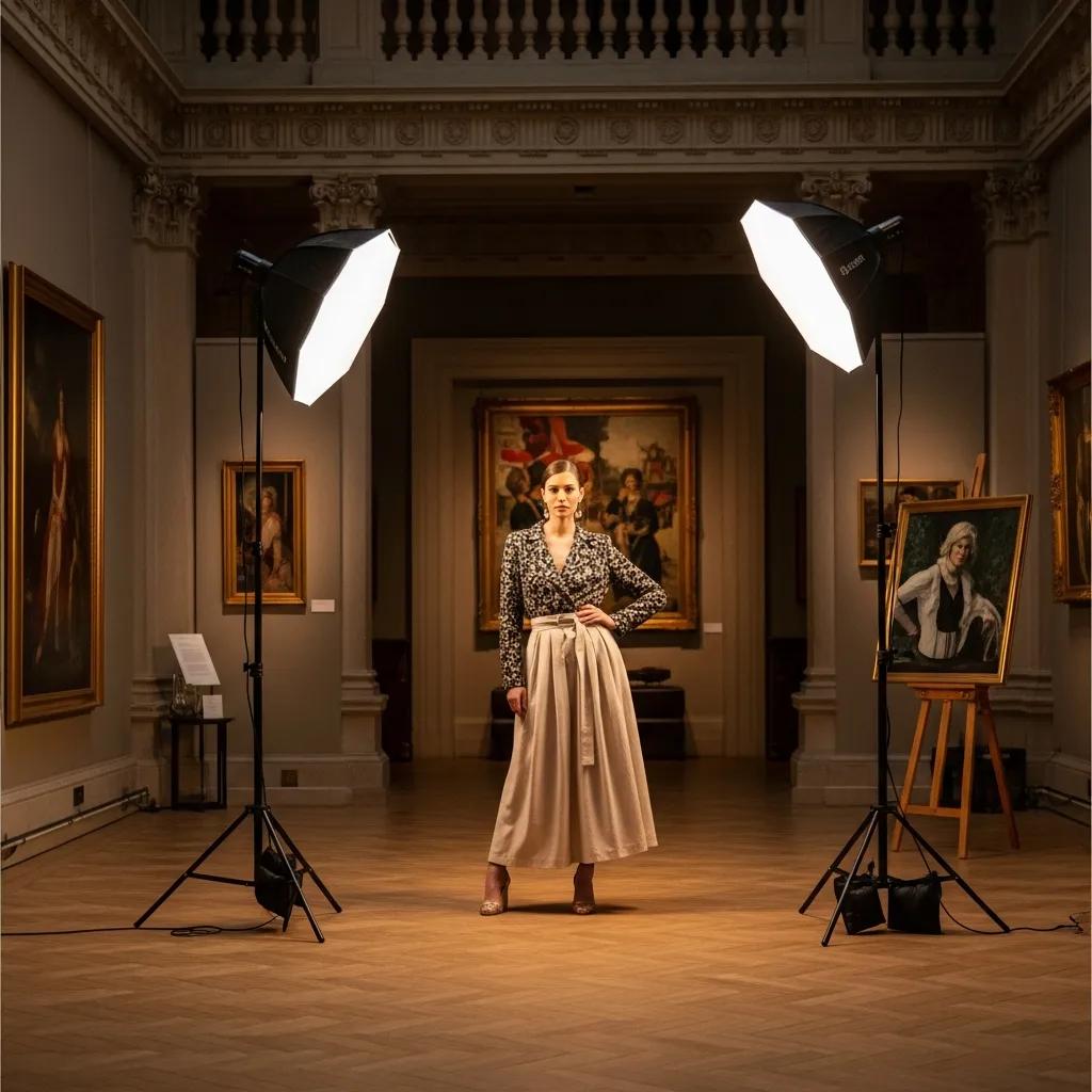 Model in an art gallery — indoor London photoshoot