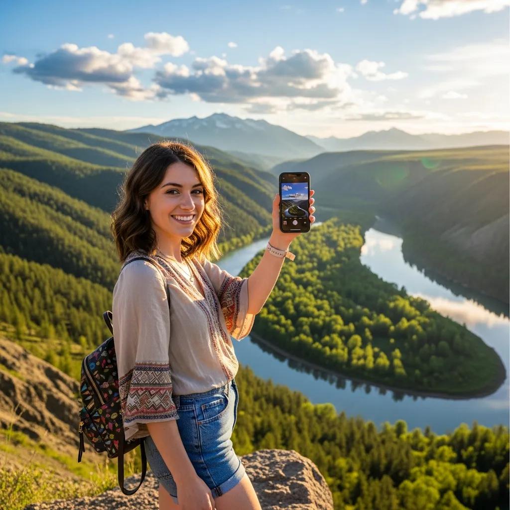 Micro-influencer capturing content outdoors — an example of visual storytelling for influencer marketing