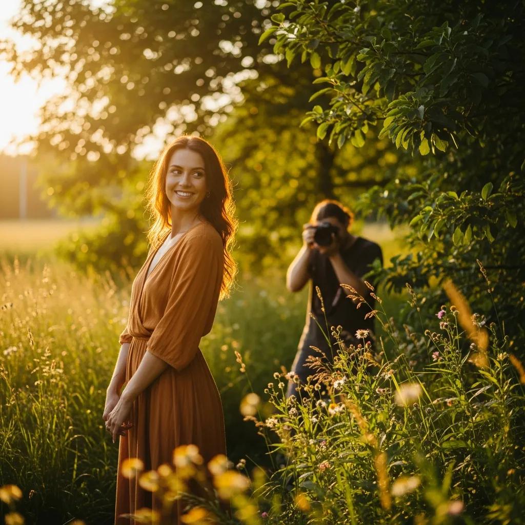 Subject photographed in soft golden-hour light for warm, flattering portraits