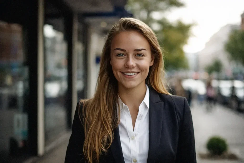 Female professional headshot outdoor outdoor EyeMedia Studios