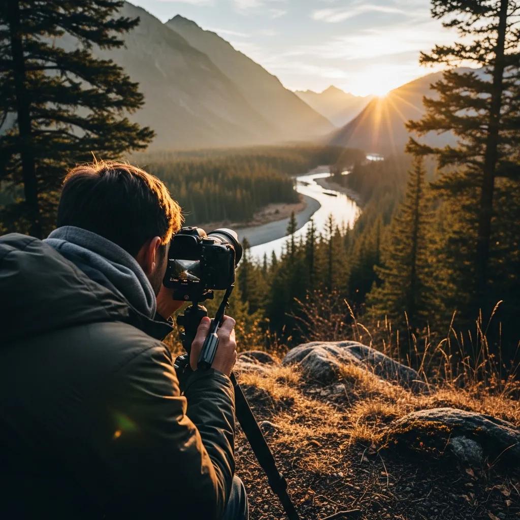 Photographer capturing a landscape, representing photography copyright laws
