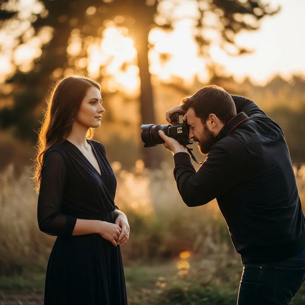 Portrait shot lit by warm natural light during golden hour to demonstrate lighting techniques
