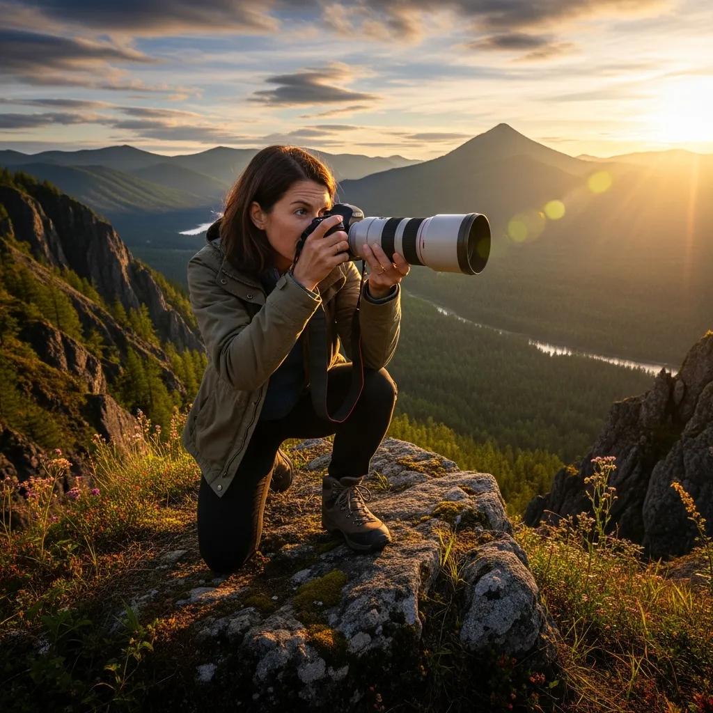 Photographer capturing a scenic outdoor shot, representing effective marketing strategies in photography