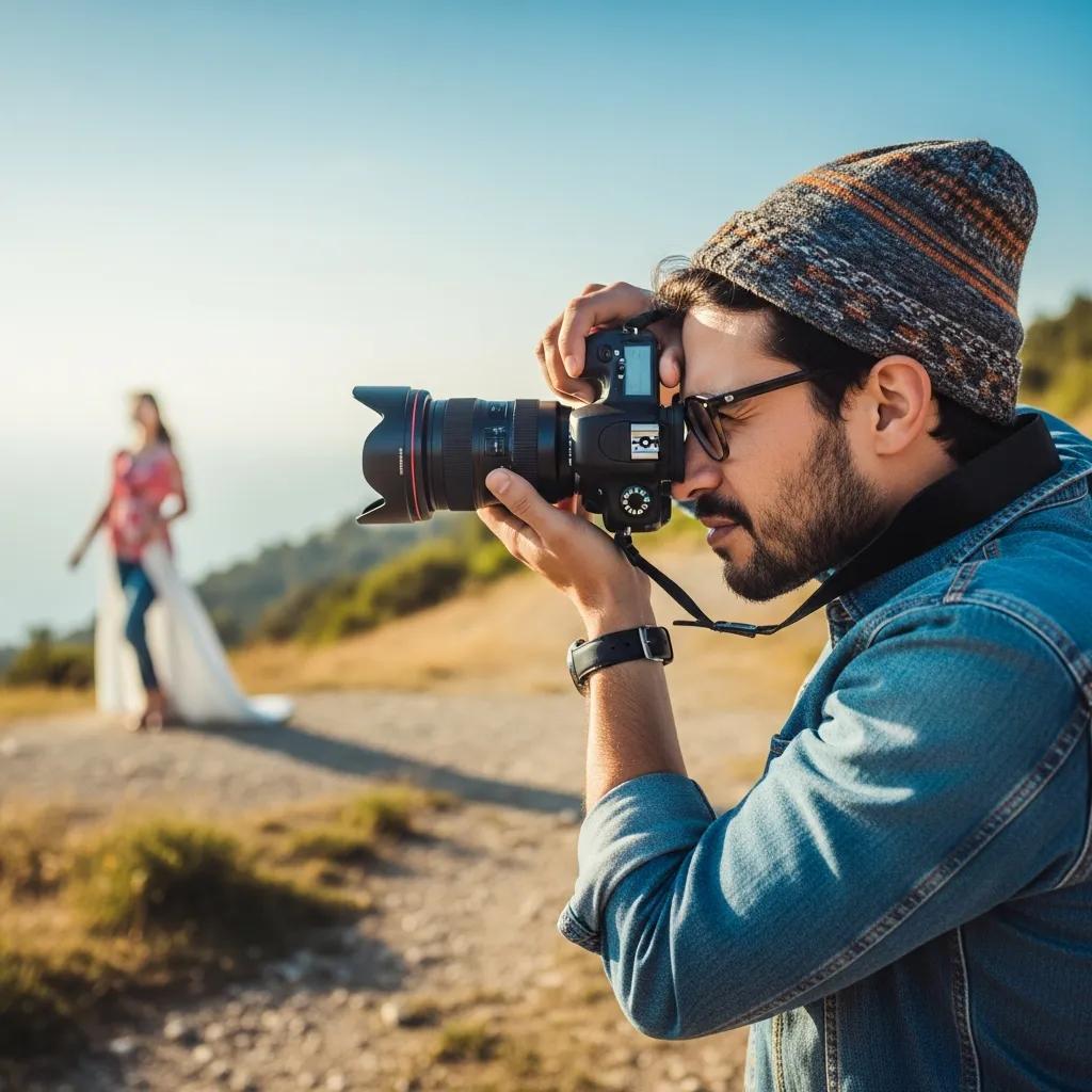 Photographer capturing a vibrant outdoor scene, representing the essence of starting a photography business