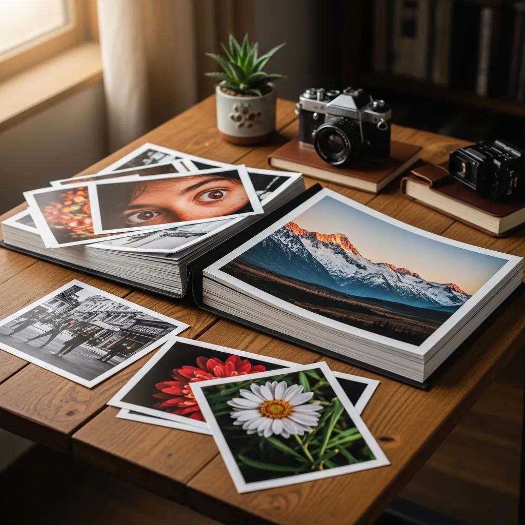 Example portfolio spread showing varied styles and high-quality prints