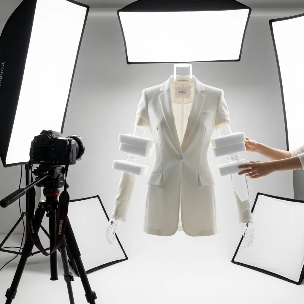 Garment photographed from multiple angles to build a natural 3D look for ghost mannequin edits