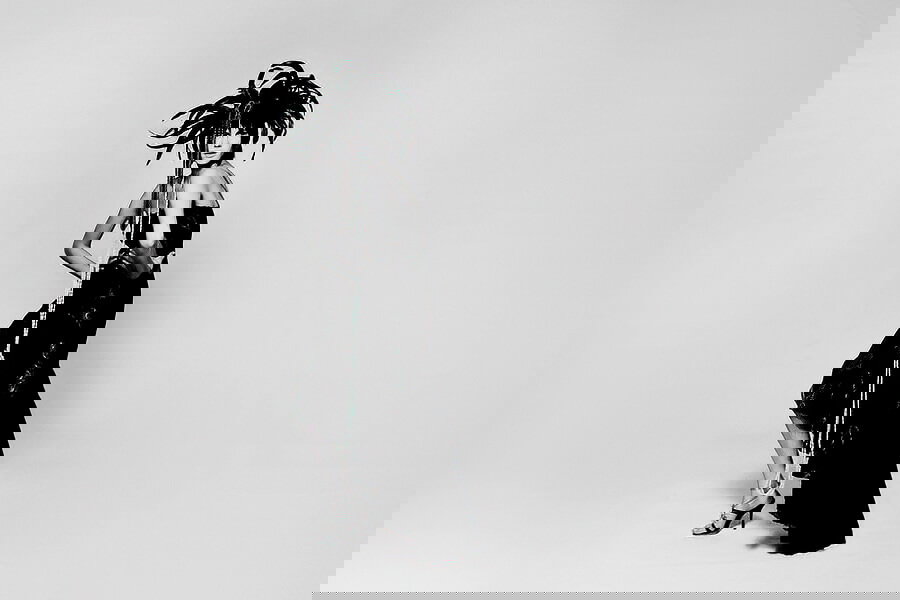 A person wearing a costume