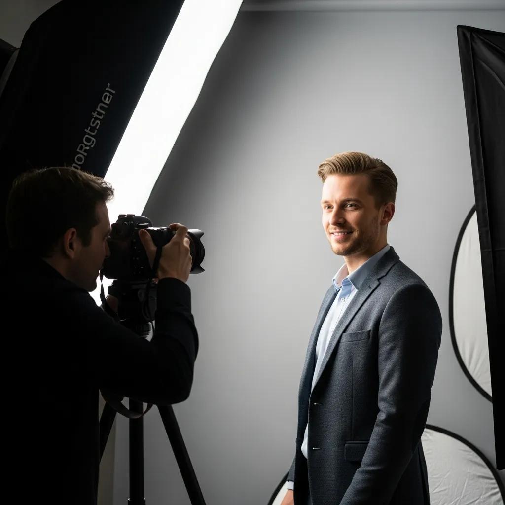 Professional headshot photography showcasing a confident individual in business attire