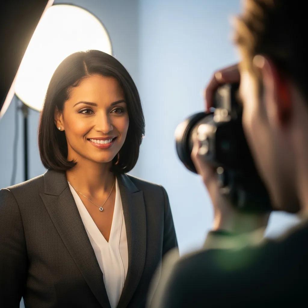 Studio headshot of a confident professional woman — example of corporate headshots