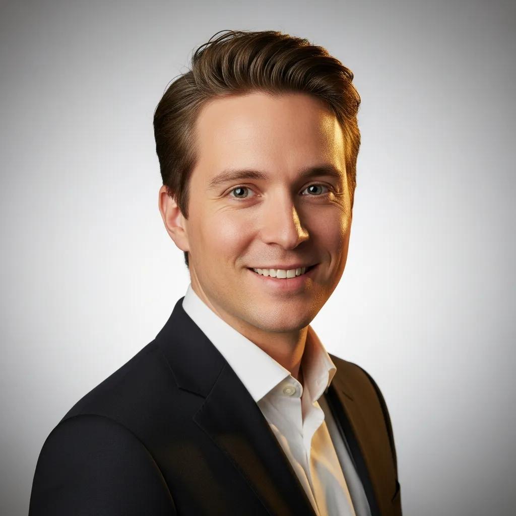 Professional headshot session showcasing a confident individual in business attire