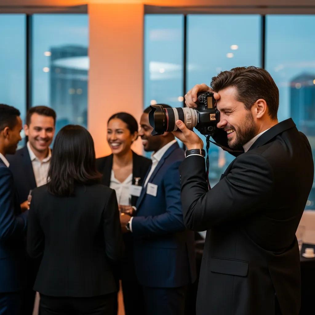 Photographer capturing a corporate event to show the value of quality visuals