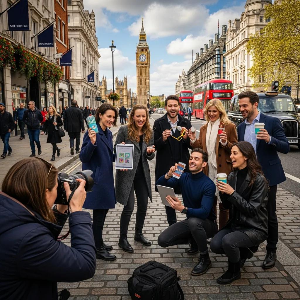 Professional photographer capturing a marketing shoot in London, highlighting the importance of visual content in branding