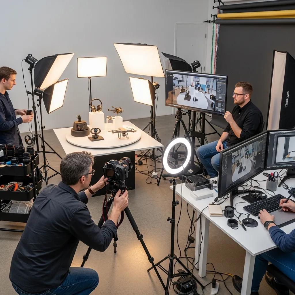 Our London studio capturing interactive product images with a collaborative team