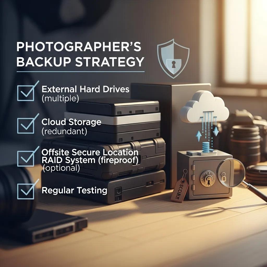 Checklist showing a photographer's backup strategy