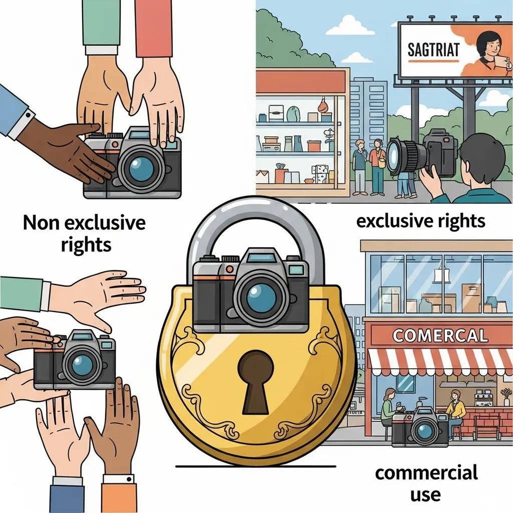 Graphic showing exclusive and non-exclusive usage examples